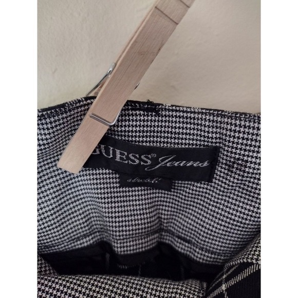 Guess Jeans Plaid Flare Pants Women Black White Stretch Size 27 - Picture 5 of 9